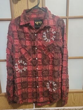 Kleep Mens Ripped And Repaired Button Up With Phresh And Love To Kleep Medium